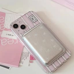 Cute Bow Magnetic Card Clip Leather Wallet Card Holder Phone Case Dustproof Anti-Fingerprint Phone Accessorie For IPhone15ProMax