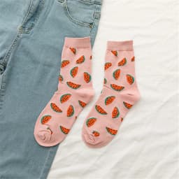 New Korean Women Socks Cute Fruit Cartoon Avocado Banana Watermelon Lemon Soft Cotton Funny Street Socks Christmas Gift Dropship