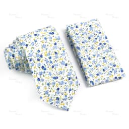 Novelty Floral Cotton Mens Casual Tie Set Fit Wedding Party Green Pink Blue Necktie Pocket Square Romantic Gravata Accessory