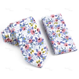 Novelty Floral Cotton Mens Casual Tie Set Fit Wedding Party Green Pink Blue Necktie Pocket Square Romantic Gravata Accessory