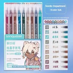 Languo 198/6 PCS Drawing Highlighter Morandi Gel Pen Diary Scrapbook Painting DIY Gel Pen Office School Supplies Stationery