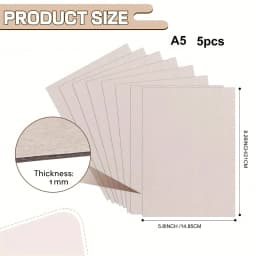 5Pcs 1mm Book Board Binders Board Chipboard Designer Bookboard White Kraft Gray Heavy Duty Chipboard Sheet Bookbinding Cardstock