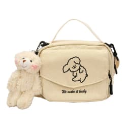 Ladies Fashion Canvas Small Square Bag Korean Version Multifunctional Cute Dog One-shoulder Diagonal Mobile Phone Package