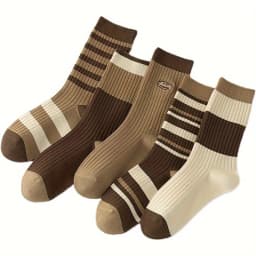 5 pairs of socks Maillard color mid length socks versatile and simple stacking socks college style brown socks
