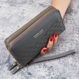 Fashion Ladies Leather Wallet Long Purse Clutch Zipper Multi-Layer Business Wallet Bag Large Capacity Phone Card Holder Case