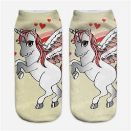 Funny Art Happy Licorne Women Low Cut Ankle Short Socks Harajuku Unicorn Printed 3D Female Girls Gift Sokken Dropship