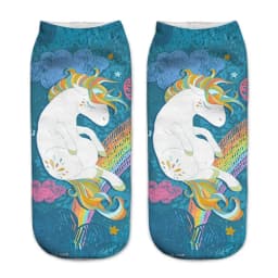 Funny Art Happy Licorne Women Low Cut Ankle Short Socks Harajuku Unicorn Printed 3D Female Girls Gift Sokken Dropship