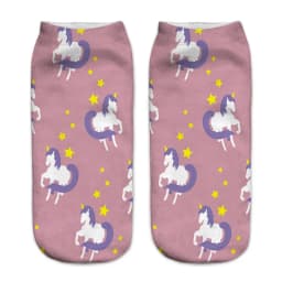 Funny Art Happy Licorne Women Low Cut Ankle Short Socks Harajuku Unicorn Printed 3D Female Girls Gift Sokken Dropship