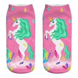 Funny Art Happy Licorne Women Low Cut Ankle Short Socks Harajuku Unicorn Printed 3D Female Girls Gift Sokken Dropship