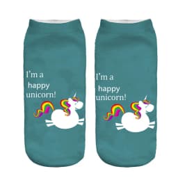 Funny Art Happy Licorne Women Low Cut Ankle Short Socks Harajuku Unicorn Printed 3D Female Girls Gift Sokken Dropship