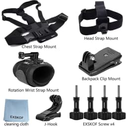 Adjustable All-in-One Action Camera Accessories Kit - Head Strap Chest Strap Mount Compatible with GoPro Hero Osmo SJCAM AKASO I