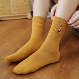 New Cute Embroidery Fox Cartoon Animal Socks Funny Pets Practicing Yoga Cotton Art Sokken Dropship