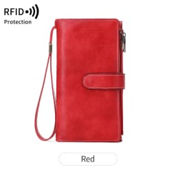 MIYIN Fashion Vintage Women Wallet RFIDShieldingDouble Zipper Long Wallet Trifold Credit CardHolder Women Clutch Wristlet Wallet