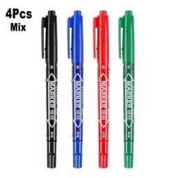 4/8Pcs Waterproof Oil Ink Permanent Art Marker Fineliner Pen 0.5mm 1.0mm Dual Tip For Comics Painting Drawing Writing Stationery