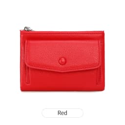 Women's Wallet PU Leather Short Double Zippered Wallet Simple Solid Color Large Capacity Credit Card Holder Bag With Coin Pocket