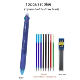 5 In 1 Multicolor Erasable Gel Pen with 4 Colors Replaceable Pen Refill 1 Automatic Pencil Lead Stationery School Writing Supply