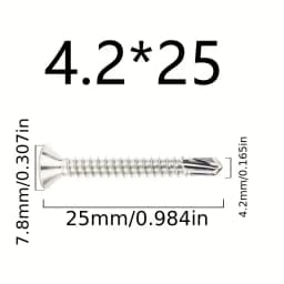 50PCS #8 M4.2 410 Sheet Metal Self-Tapping Screws 410 Stainless Steel Flat Head High-Strength Quick Self-Drilling Screws