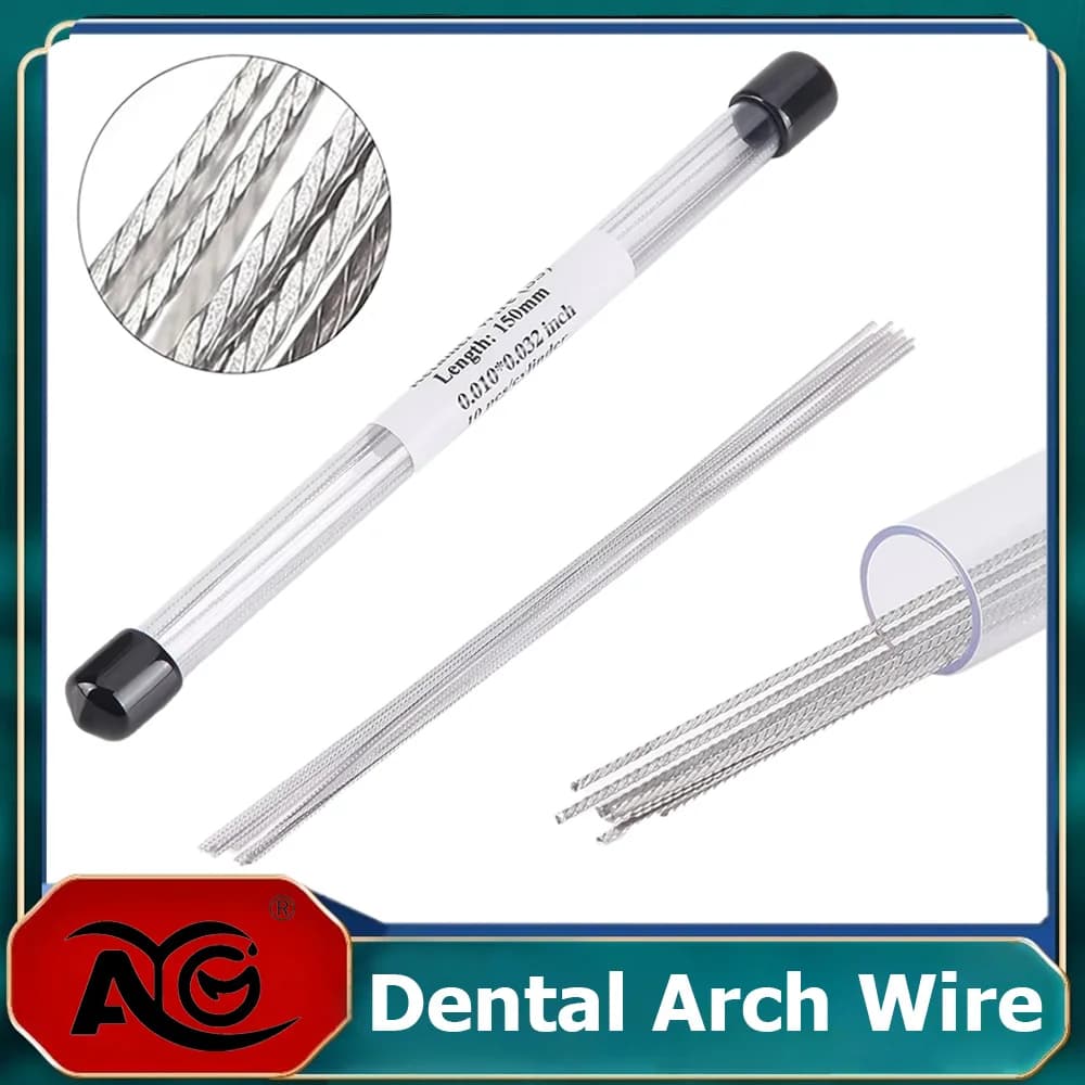 AG 10Pcs/Pack Dental Orthodontic Stainless Steel Lingual Retainer Wire 150MM Flat Straight Twist Wires Dentistry Materials