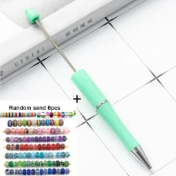 1pcs pen +6pcs Creative DIY Plastic Beaded Ballpoint Pen Printable Logo Cose Per La Scuola Pens for Writing Office Supplies