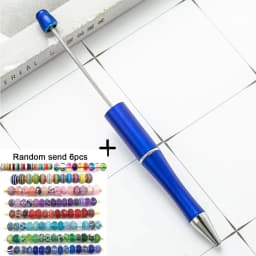 1pcs pen +6pcs Creative DIY Plastic Beaded Ballpoint Pen Printable Logo Cose Per La Scuola Pens for Writing Office Supplies