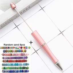 1pcs pen +6pcs Creative DIY Plastic Beaded Ballpoint Pen Printable Logo Cose Per La Scuola Pens for Writing Office Supplies