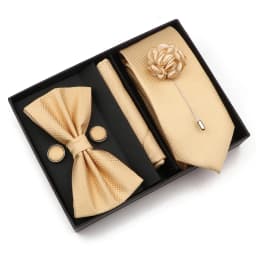 New Style Tie Set Solid Color Plaid Pink Purple Yellow Necktie Bowtie Cufflink Brooch For Groom Wedding Party Gift Box Accessory