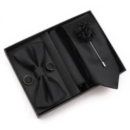 New Style Tie Set Solid Color Plaid Pink Purple Yellow Necktie Bowtie Cufflink Brooch For Groom Wedding Party Gift Box Accessory