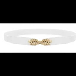 Fashion Leaf Waistbands Stretchy Lady HOT Elastic Cummerbunds for Women Dark Blue Belt Dress Gold Double Metal Buckle Waistband