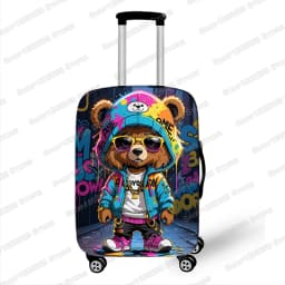 Graffiti Female Bear Doll Luggage Cover for Travel Women Men Travel Accessories Anti-dust Elastic Suitcase Trolley Case Covers
