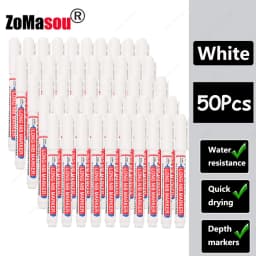 1-90Pcs Waterproof White Long Head Markers Pen 2cm Woodworking Deep Hole Marker Pens Metal Carpenter Black/Red/Blue/Green Ink