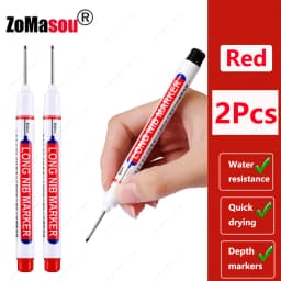 1-90Pcs Waterproof White Long Head Markers Pen 2cm Woodworking Deep Hole Marker Pens Metal Carpenter Black/Red/Blue/Green Ink