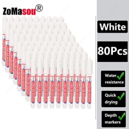 1-90Pcs Waterproof White Long Head Markers Pen 2cm Woodworking Deep Hole Marker Pens Metal Carpenter Black/Red/Blue/Green Ink
