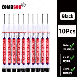 1-90Pcs Waterproof White Long Head Markers Pen 2cm Woodworking Deep Hole Marker Pens Metal Carpenter Black/Red/Blue/Green Ink
