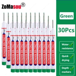 1-90Pcs Waterproof White Long Head Markers Pen 2cm Woodworking Deep Hole Marker Pens Metal Carpenter Black/Red/Blue/Green Ink