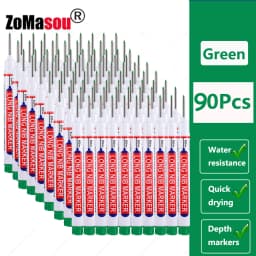 1-90Pcs Waterproof White Long Head Markers Pen 2cm Woodworking Deep Hole Marker Pens Metal Carpenter Black/Red/Blue/Green Ink