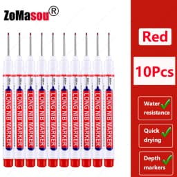 1-90Pcs Waterproof White Long Head Markers Pen 2cm Woodworking Deep Hole Marker Pens Metal Carpenter Black/Red/Blue/Green Ink
