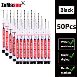 1-90Pcs Waterproof White Long Head Markers Pen 2cm Woodworking Deep Hole Marker Pens Metal Carpenter Black/Red/Blue/Green Ink
