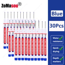 1-90Pcs Waterproof White Long Head Markers Pen 2cm Woodworking Deep Hole Marker Pens Metal Carpenter Black/Red/Blue/Green Ink