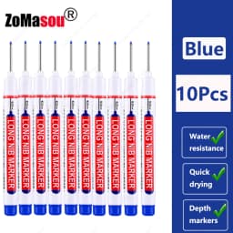 1-90Pcs Waterproof White Long Head Markers Pen 2cm Woodworking Deep Hole Marker Pens Metal Carpenter Black/Red/Blue/Green Ink
