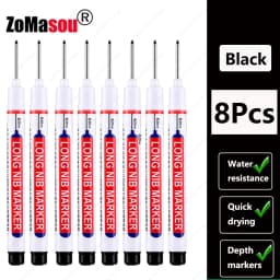 1-90Pcs Waterproof White Long Head Markers Pen 2cm Woodworking Deep Hole Marker Pens Metal Carpenter Black/Red/Blue/Green Ink