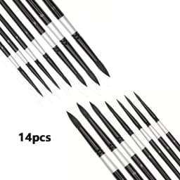 7/14pcs Round Squirrel Hair Paint Brush Set for Watercolor, Inks, Gouache & Tempera, Professional Artist Quality, Wood Handle