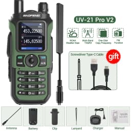 Baofeng UV 21 Pro Wireless Copy Frequency Walkie Talkie 16 KM AM Long Range Waterproof Multi-Band Type-C Charger Ham Radio UV 5R