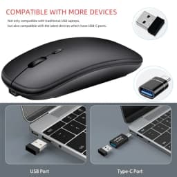 Rechargeable Wireless Mouse Bluetooth-compatible 2.4GHz Dual Modes Computer Mice with Nano Receiver for PC Laptop Macbook