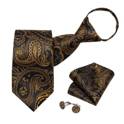 Men's Zipper Ties Pre-tied 8CM Lazy Necktie with Pocket Square Cufflinks for Business Wedding Prom Men Accessories Gravats Gift