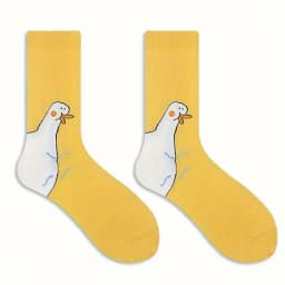 1/6 Pairs Cartoon Women Socks Fashionable And Versatile Cute Design Funny Goose Breathable Soft Comfortable Women Casual Socks