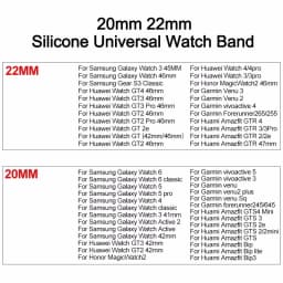 Hot Sell 20MM 22MM Silicone Watch Strap 20/22mm Universal Watchband Wristwatch Band for P22 Smartwatch &Other Watches Bracelet