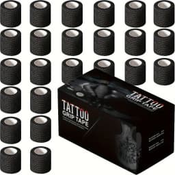 3/6/12/24/48 PCS Tattoo Grip Cover Wrap Disposable Black Bandage For Tattoo Grip Bandage Machine Tape Tube Accessories