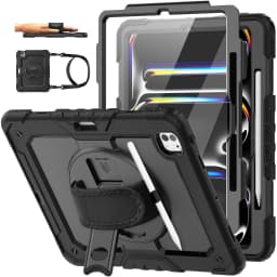 Kickstand Shockproof Case For iPad Pro 11 12.9 13 2024 Cover iPad Air 4 5 10.9 10th 11th A16 2025+Screen Protector+Shoulder Belt