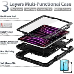 Kickstand Shockproof Case For iPad Pro 11 12.9 13 2024 Cover iPad Air 4 5 10.9 10th 11th A16 2025+Screen Protector+Shoulder Belt