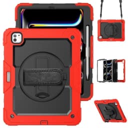 Kickstand Shockproof Case For iPad Pro 11 12.9 13 2024 Cover iPad Air 4 5 10.9 10th 11th A16 2025+Screen Protector+Shoulder Belt